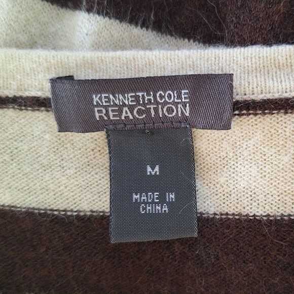 Kenneth Cole Silk Angora Rabbit Hair Striped Sweater Dress Tunic Pullover Size M - Picture 5 of 12